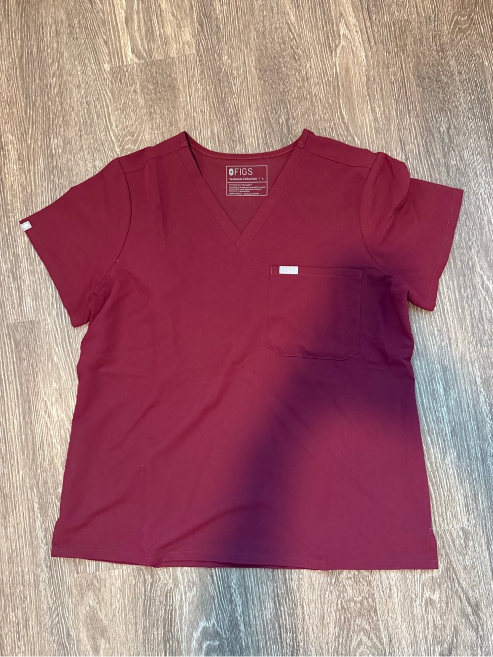 Burgundy Catarina One-Pocket Scrub Top - Women’s Large